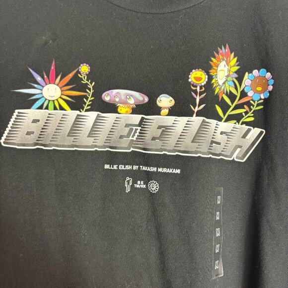 Uniqlo Billie Eilish Takashi Murakami Black Mens Graphic T-Shirt Tee Size Medium - Picture 6 of 12
